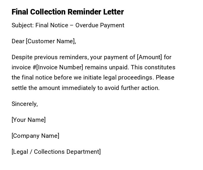 Final Collection Reminder Letter
