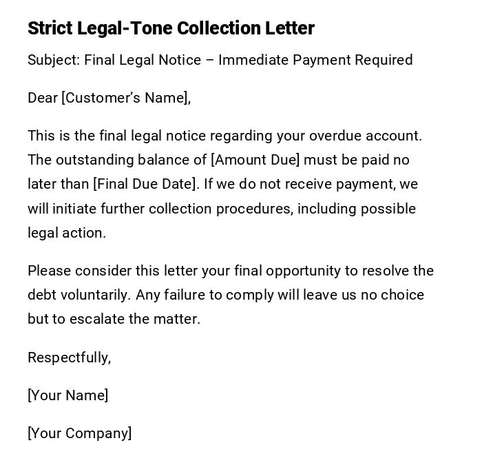 Strict Legal-Tone Collection Letter