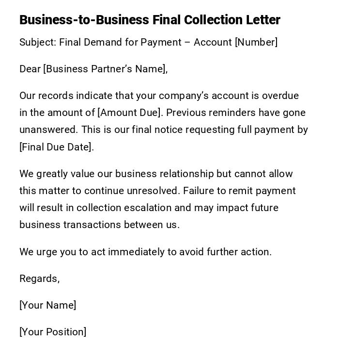 Business-to-Business Final Collection Letter