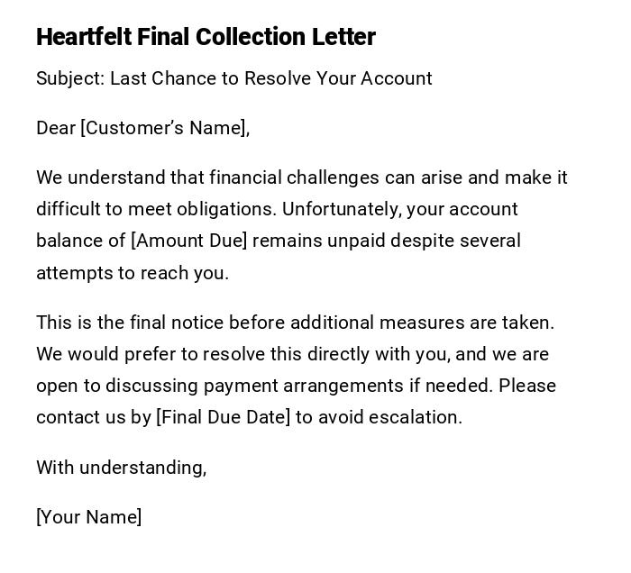 Heartfelt Final Collection Letter