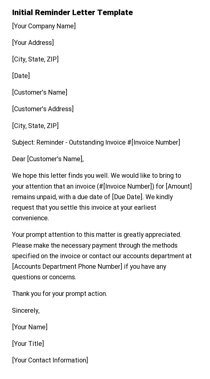 Initial Reminder Letter Template