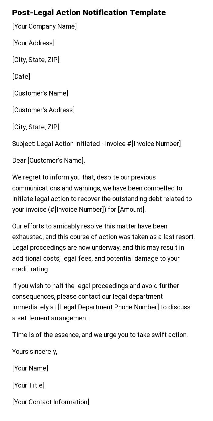 Post-Legal Action Notification Template
