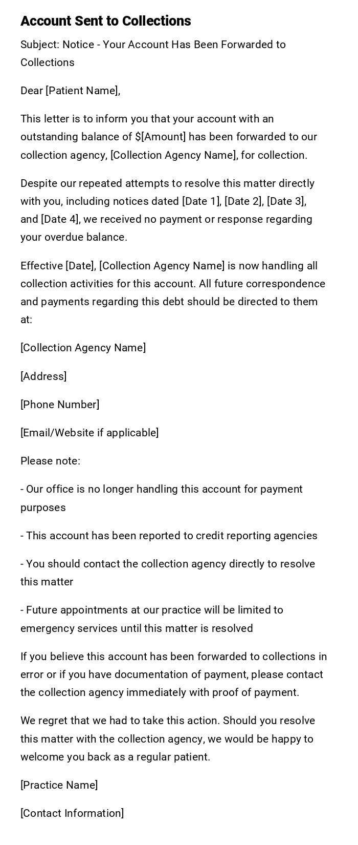 Account Sent to Collections