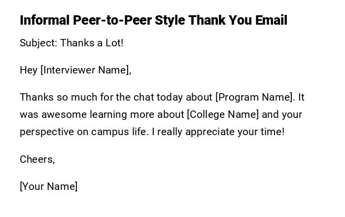 Informal Peer-to-Peer Style Thank You Email Informal Peer-to-Peer Style Thank You Email