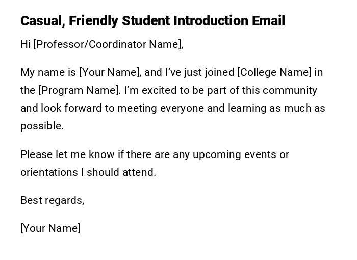 Casual, Friendly Student Introduction Email Casual, Friendly Student Introduction Email