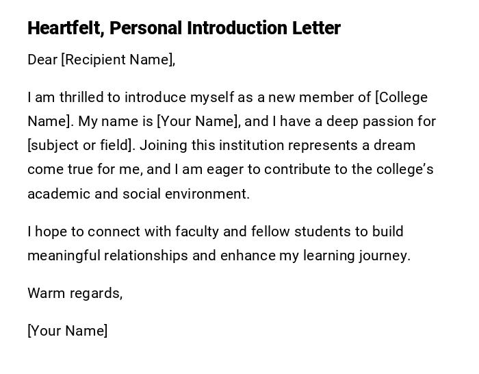 Heartfelt, Personal Introduction Letter Heartfelt, Personal Introduction Letter