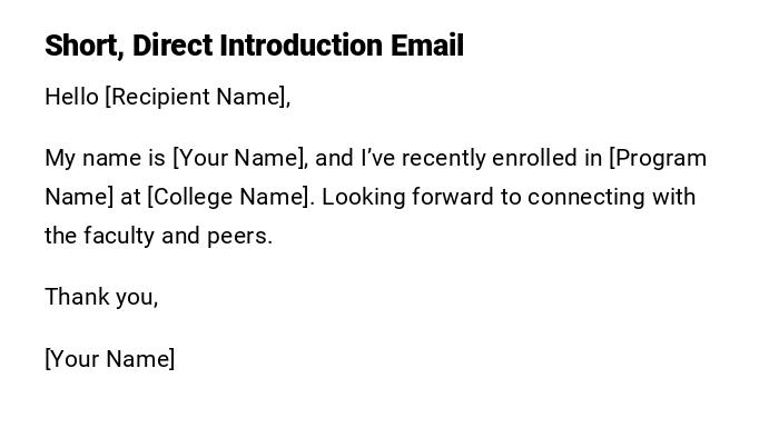 Short, Direct Introduction Email Short, Direct Introduction Email
