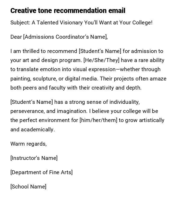Creative tone recommendation email