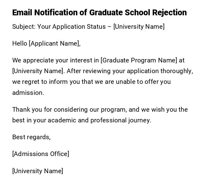 Email Notification of Graduate School Rejection Email Notification of Graduate School Rejection