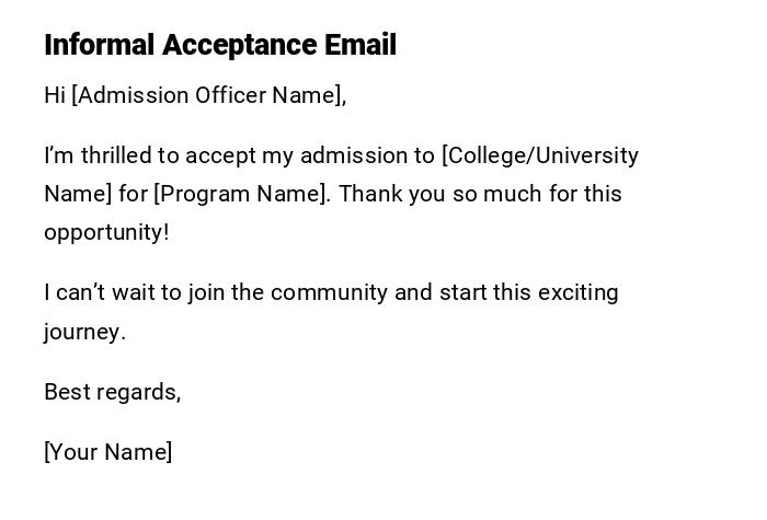 Informal Acceptance Email