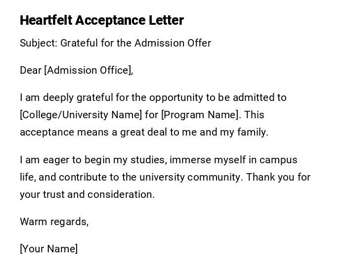 Heartfelt Acceptance Letter