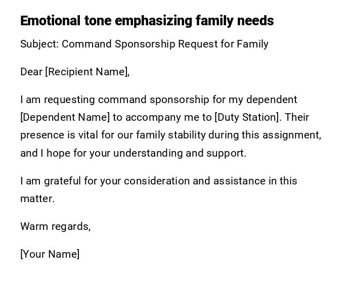 Emotional tone emphasizing family needs