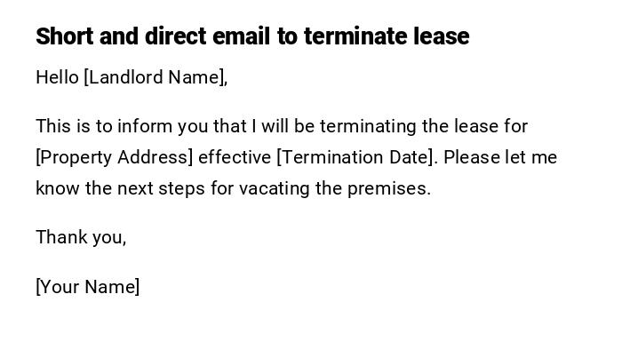 Short and direct email to terminate lease