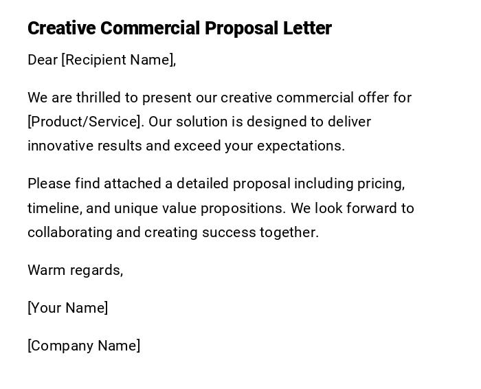 Creative Commercial Proposal Letter Creative Commercial Proposal Letter