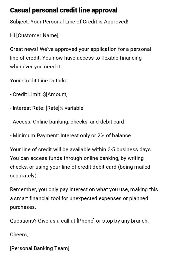 Casual personal credit line approval Casual personal credit line approval