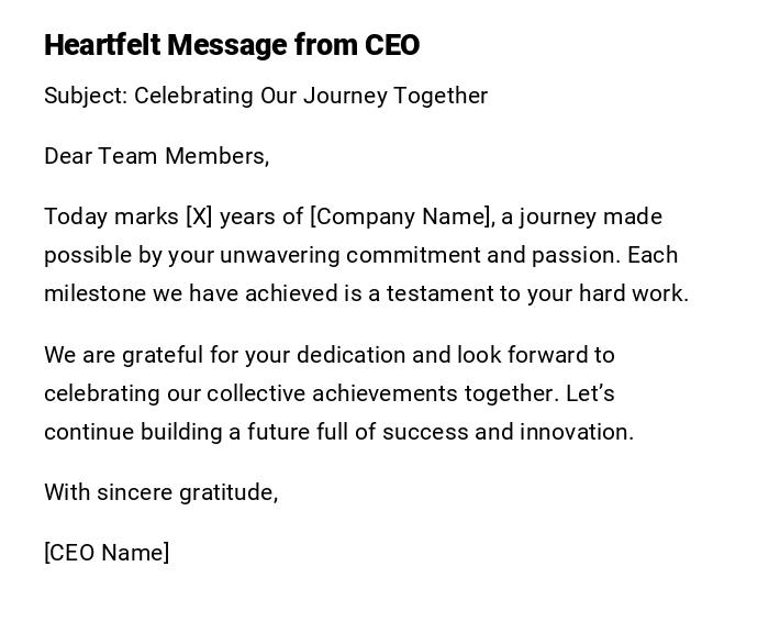 Heartfelt Message from CEO