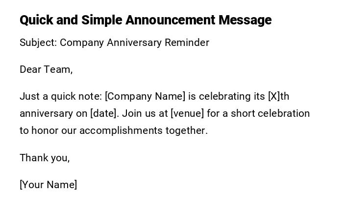 Quick and Simple Announcement Message