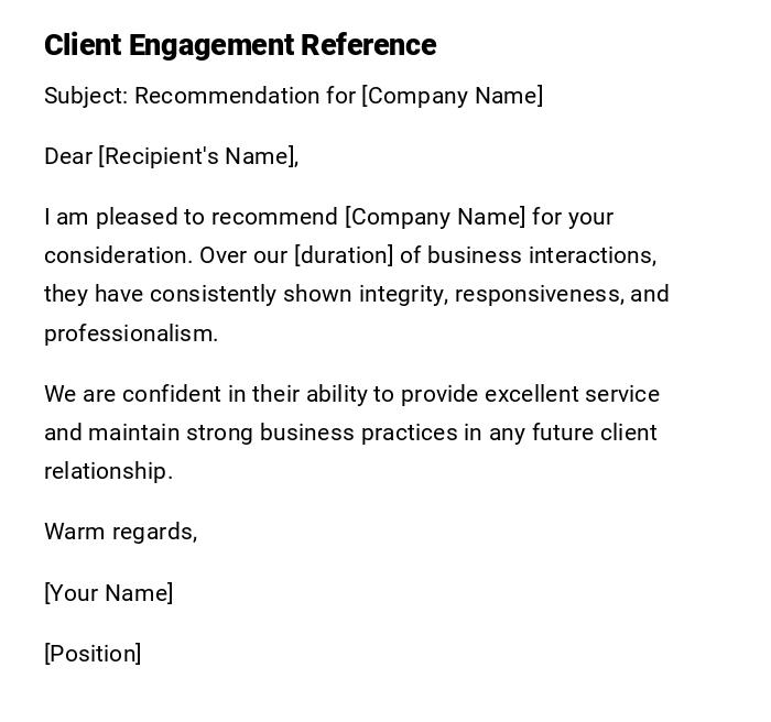 Client Engagement Reference Client Engagement Reference