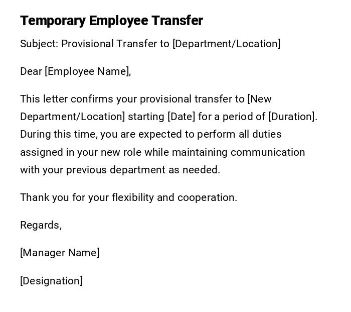 Temporary Employee Transfer Temporary Employee Transfer