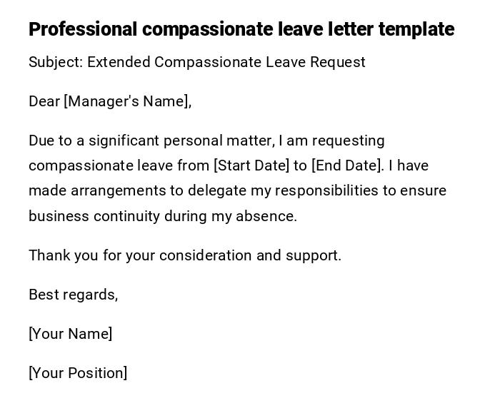 Professional compassionate leave letter template Professional compassionate leave letter template