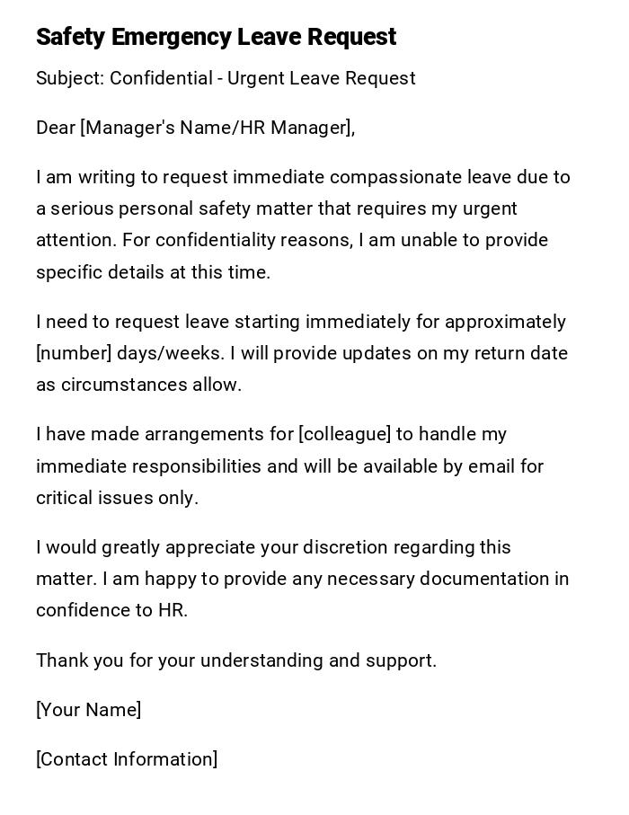 Safety Emergency Leave Request Safety Emergency Leave Request