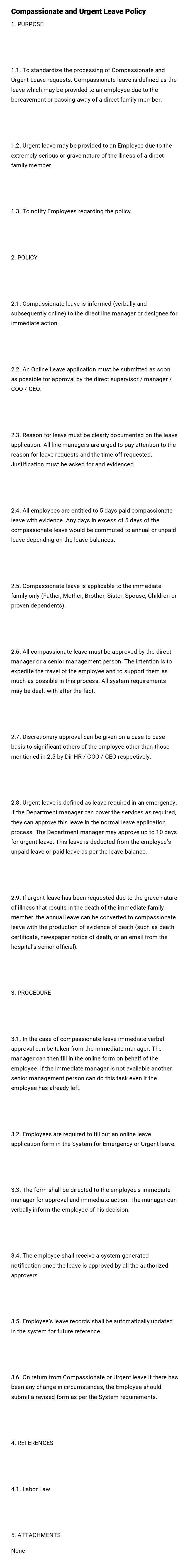 Compassionate and Urgent Leave Policy Compassionate and Urgent Leave Policy