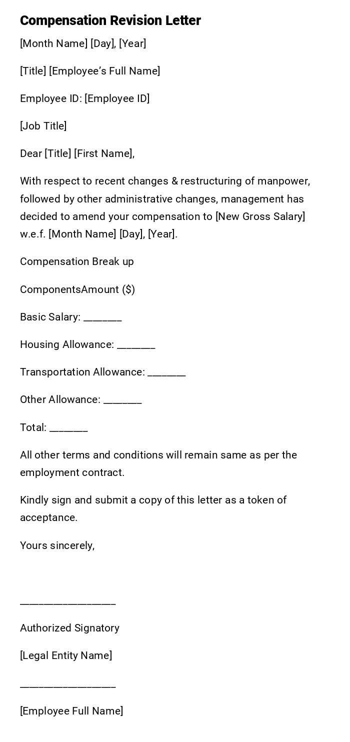 Compensation Revision Letter