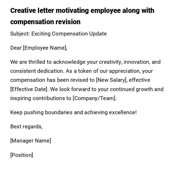 Creative letter motivating employee along with compensation revision Creative letter motivating employee along with compensation revision