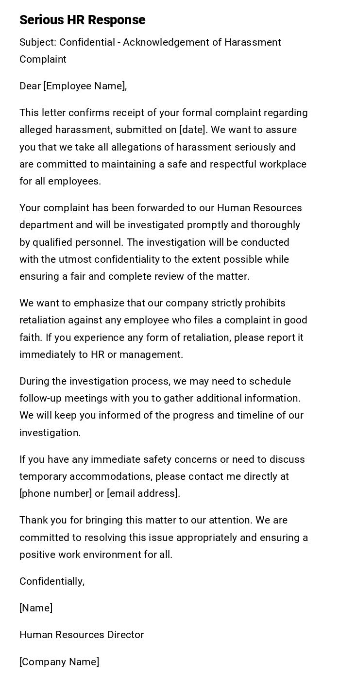 Serious HR Response Serious HR Response