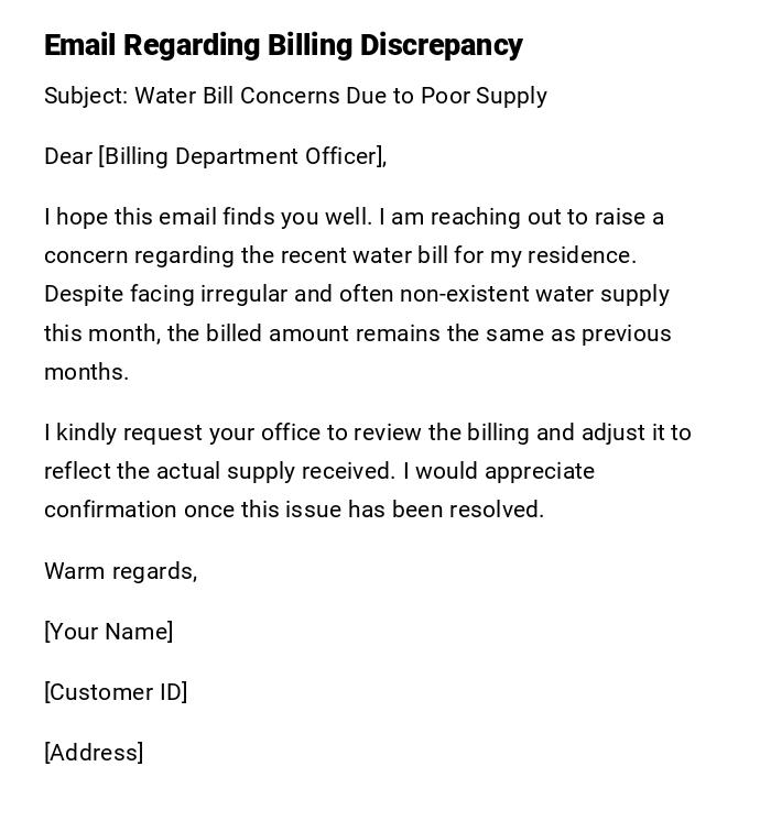 Email Regarding Billing Discrepancy