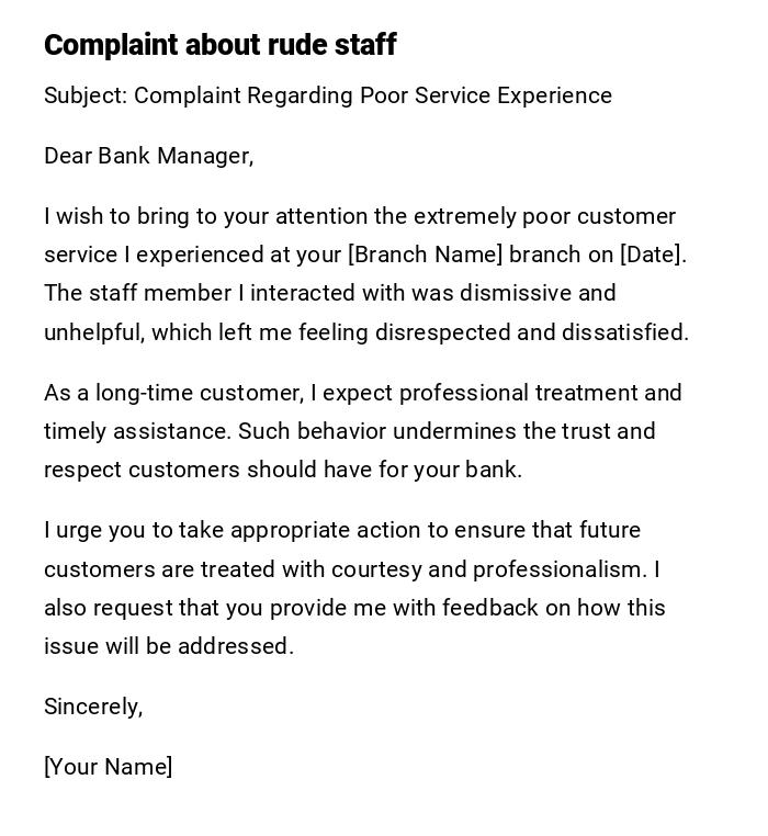 Complaint about rude staff Complaint about rude staff