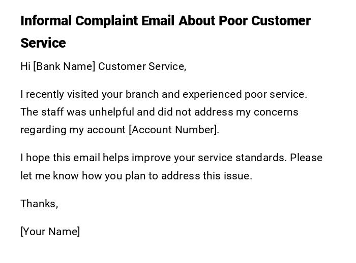 Informal Complaint Email About Poor Customer Service