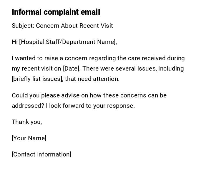 Informal complaint email