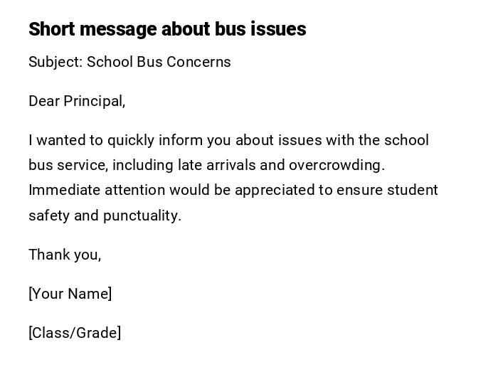 Short message about bus issues Short message about bus issues