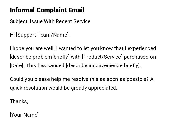 Informal Complaint Email