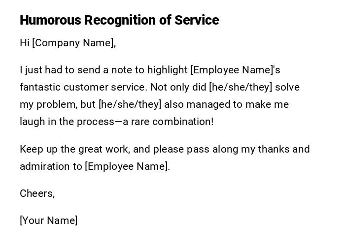 Humorous Recognition of Service