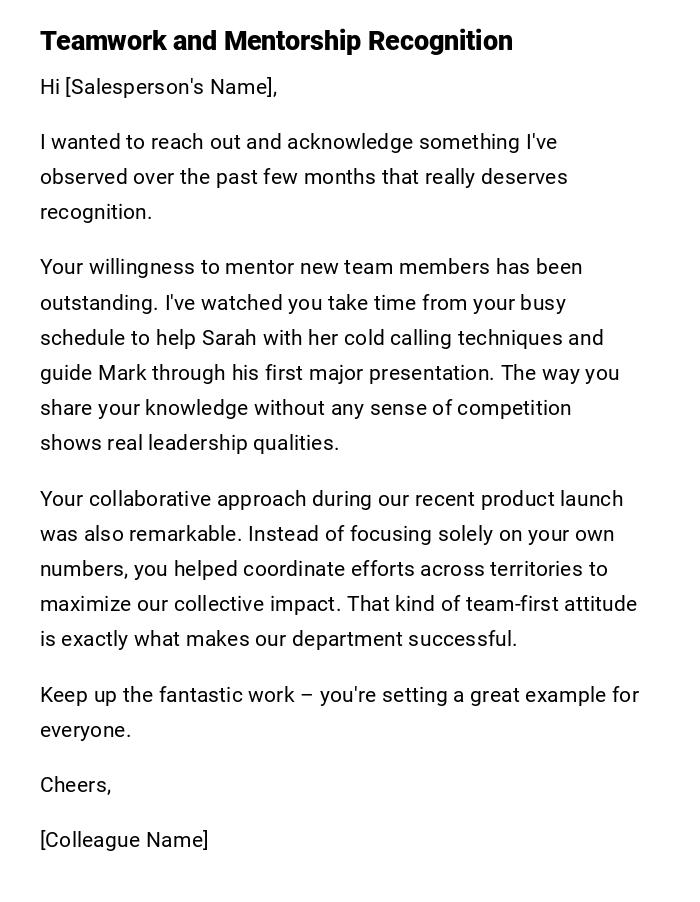 Teamwork and Mentorship Recognition Teamwork and Mentorship Recognition