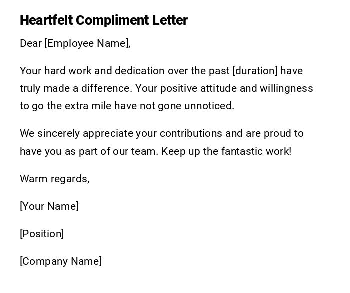 Heartfelt Compliment Letter Heartfelt Compliment Letter