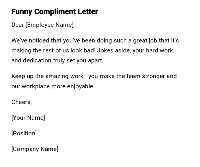 Funny Compliment Letter Funny Compliment Letter