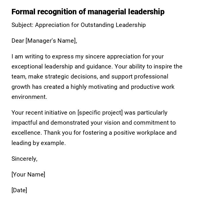Formal recognition of managerial leadership