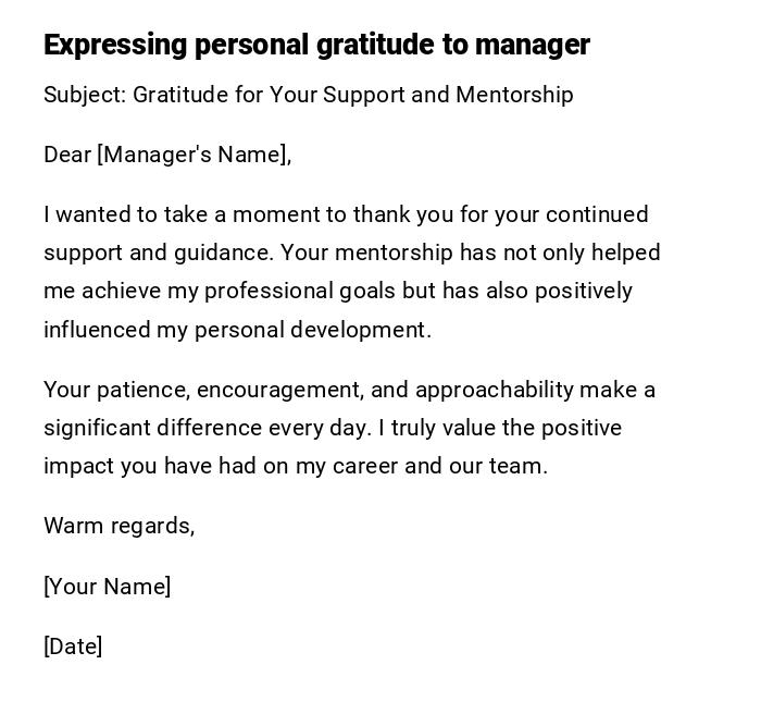 Expressing personal gratitude to manager
