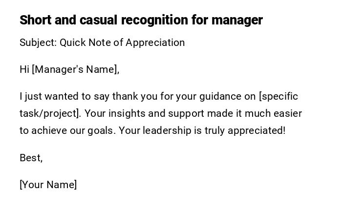 Short and casual recognition for manager