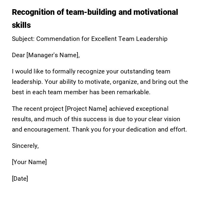 Recognition of team-building and motivational skills