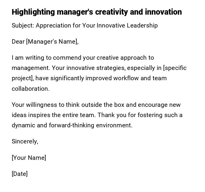 Highlighting manager's creativity and innovation