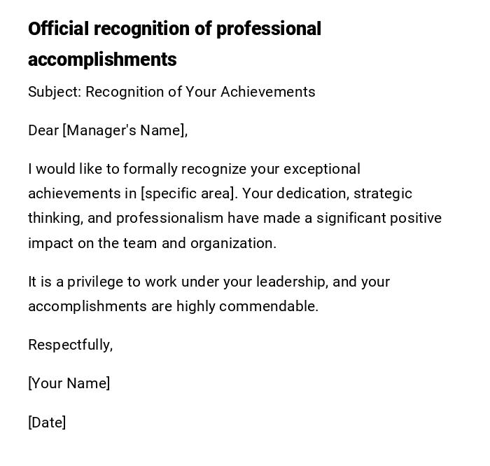 Official recognition of professional accomplishments