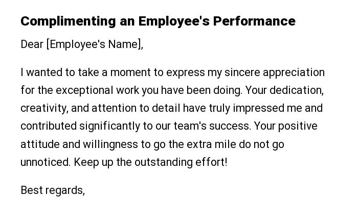 Complimenting an Employee's Performance