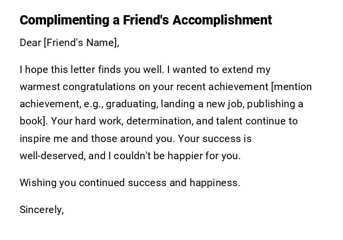 Complimenting a Friend's Accomplishment