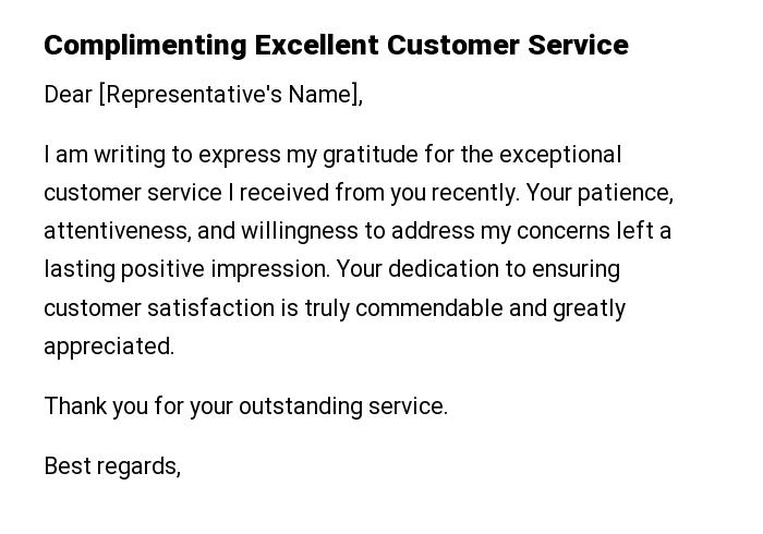 Complimenting Excellent Customer Service
