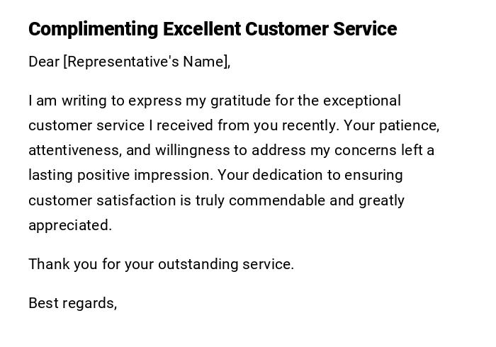 Complimenting Excellent Customer Service