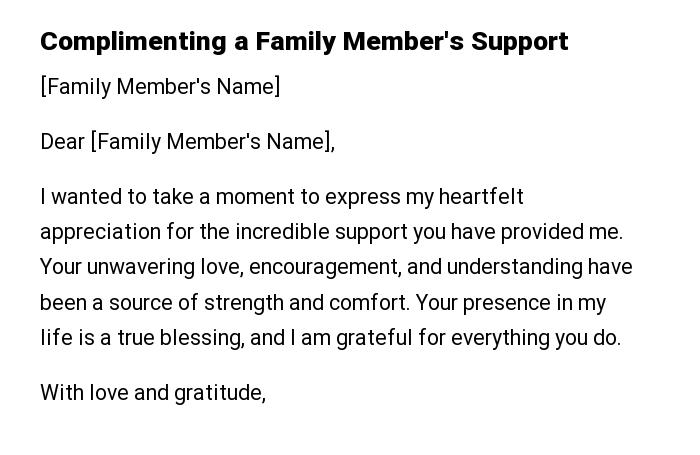 Complimenting a Family Member's Support